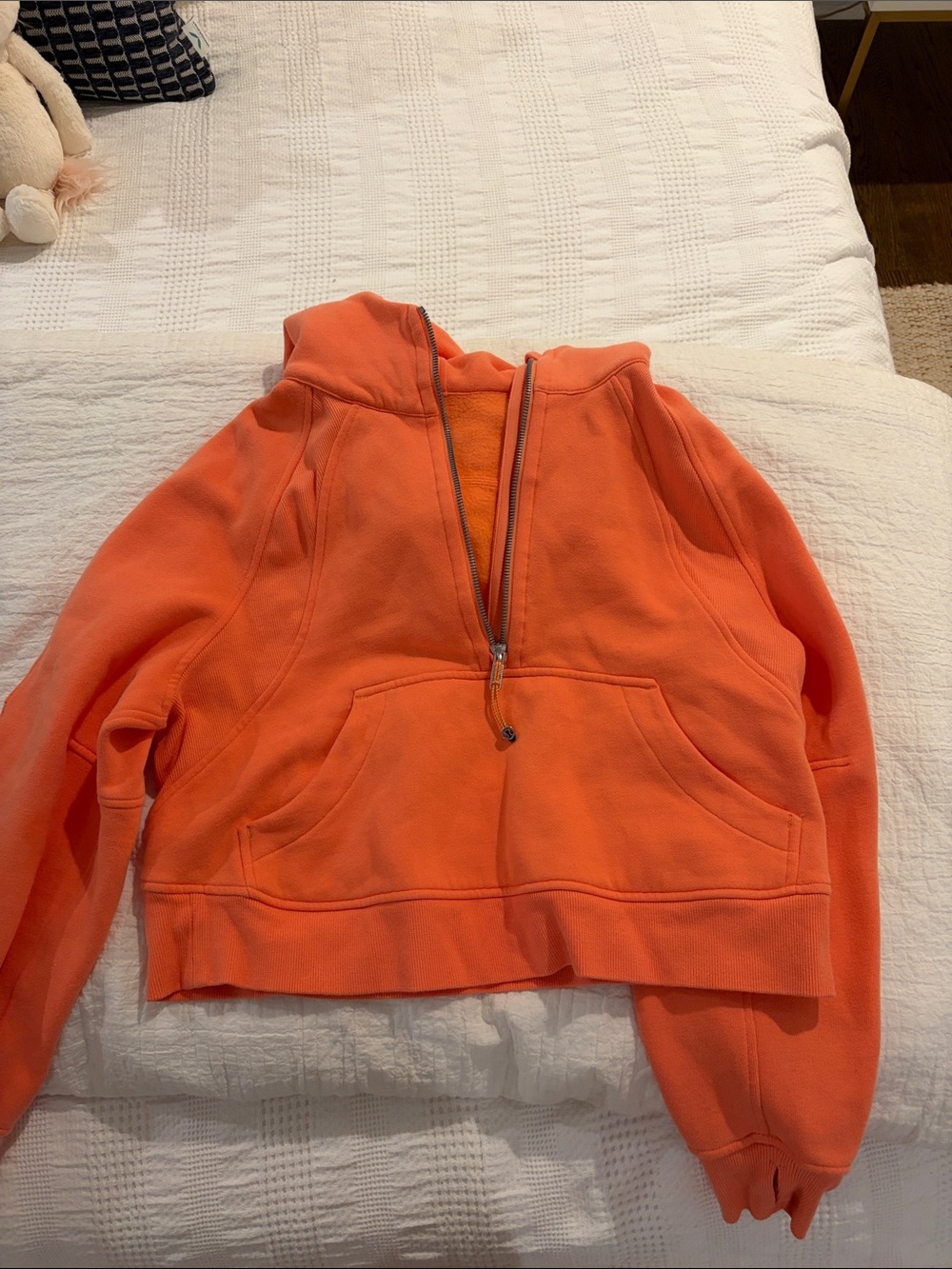 lululemon athletica Orange Half-Zip Cropped Hoodie